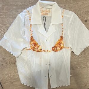 White and Orange Women's Top